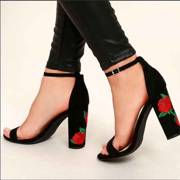 Lulus Shoes - Lulus rose embroidered strap heel new size 7